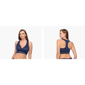 Cosabella Never Say Never Padded Racerback Bra Navy Blue Lace XL NEVER1356 NEW